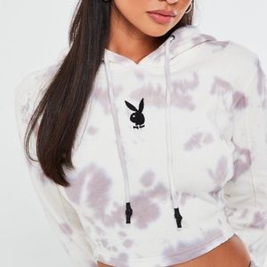 Playboy x Missguided Tie Dye Cropped Hoody & Jogger Set